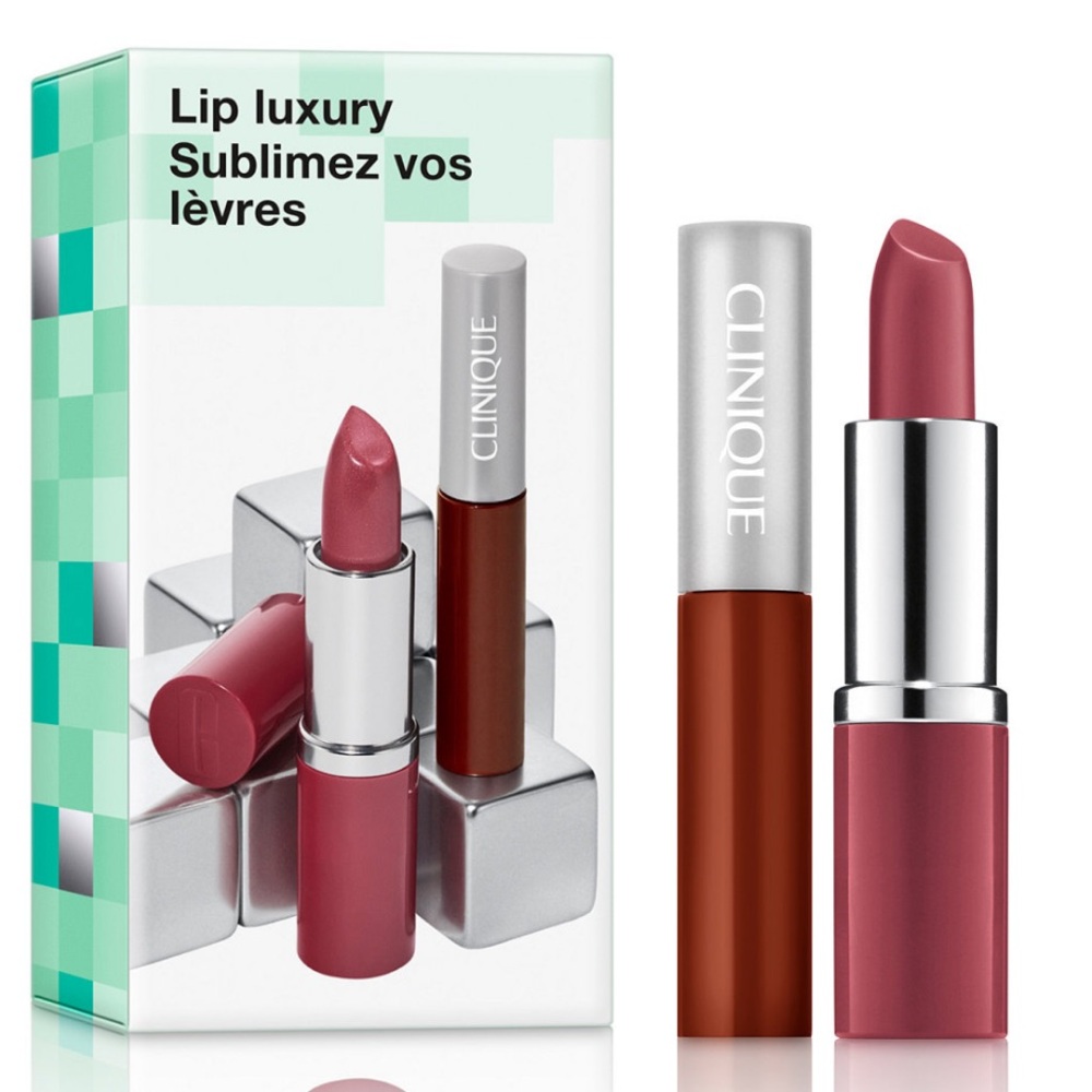 NWT Clinique
2-Pc. Lip Luxury Lipstick + Lip Gloss Makeup Gift Set